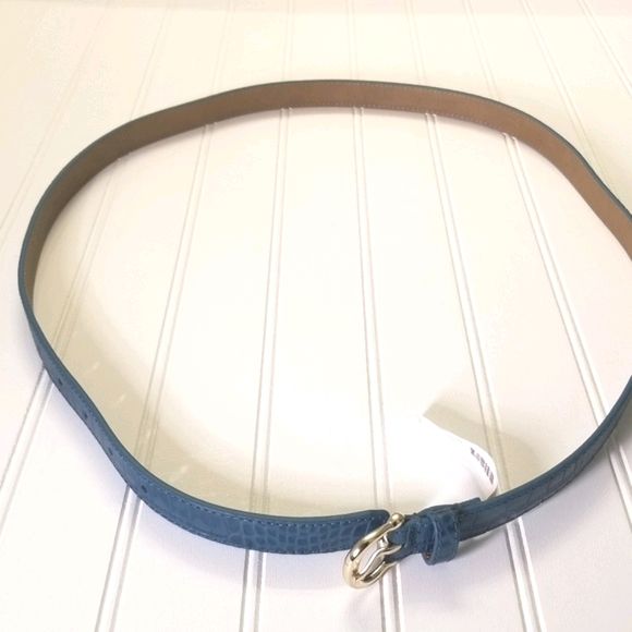Talbots Blue Leather Belt NWT OS - Picture 5 of 6